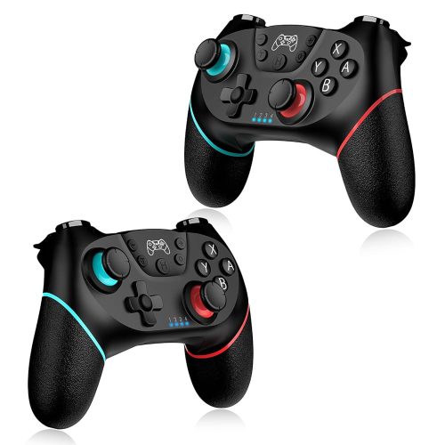2 db Nintendo Switch/Switch Lite/Switch OLED-del kompatibilis vezeték nélküli kontroller, dupla Turbo vibrációval, 6 tengely, újratölthető fekete